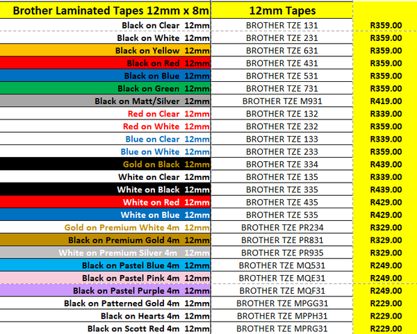 Brother TZE Tapes 12mm_2026 Brother TZE Tapes 12mm_2026