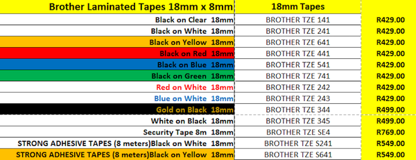 Brother TZE Tapes 18mm_2026 Brother TZE Tapes 18mm_2026